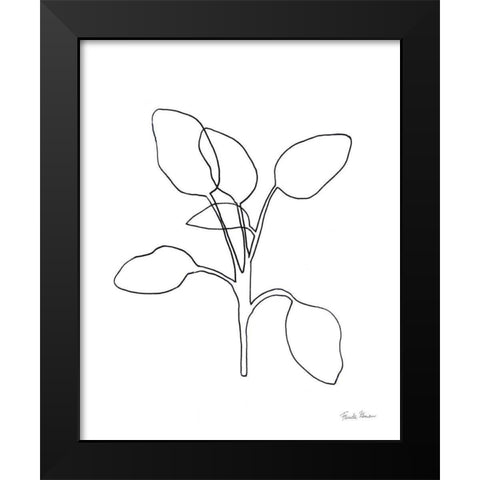 Doodle Leaves III Black Modern Wood Framed Art Print by Zaman, Farida