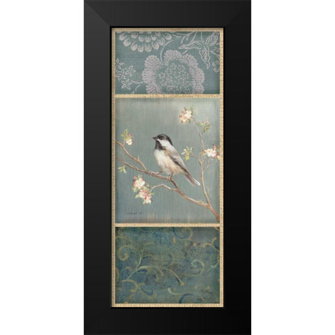 Black Capped Chickadee - Wag Black Modern Wood Framed Art Print by Nai, Danhui