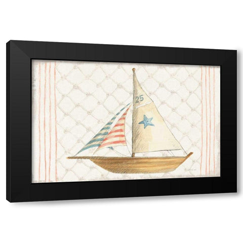 Floursack Nautical XII Black Modern Wood Framed Art Print with Double Matting by Nai, Danhui