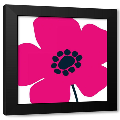Pop Art Floral IV Hot Pink Black Modern Wood Framed Art Print with Double Matting by Wild Apple Portfolio