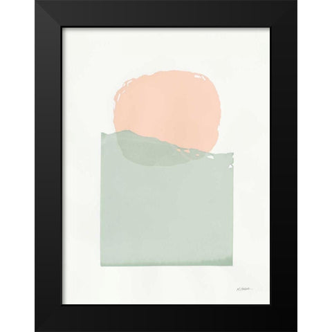 Buoyant Pink and Green Black Modern Wood Framed Art Print by Schick, Mike