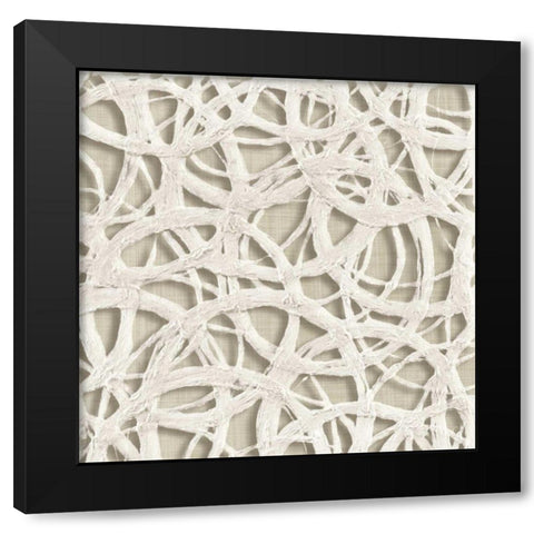 Endless Circles Front Linen Black Modern Wood Framed Art Print with Double Matting by Wild Apple Portfolio