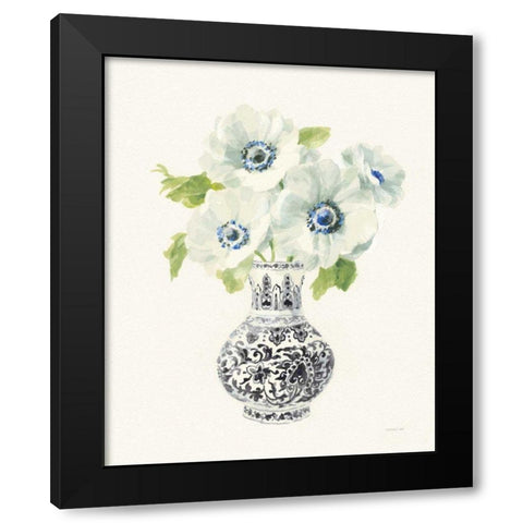 Floral Chinoiserie I Black Crop Black Modern Wood Framed Art Print with Double Matting by Nai, Danhui