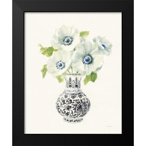 Floral Chinoiserie I Black Crop Black Modern Wood Framed Art Print by Nai, Danhui