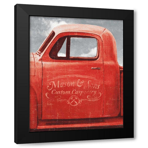 Lets Go for a Ride II Red Truck Black Modern Wood Framed Art Print with Double Matting by Wiens, James