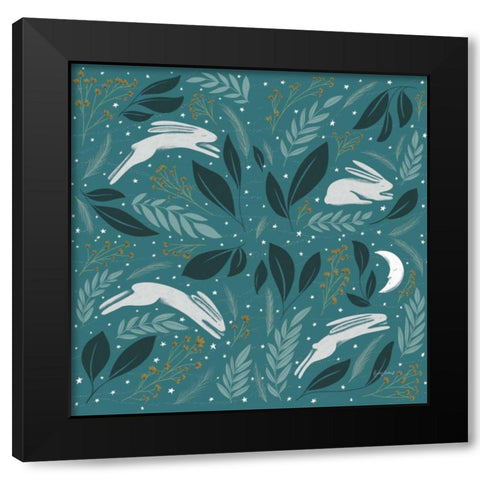 Sweet Dreams Bunny Pattern IB Black Modern Wood Framed Art Print with Double Matting by Thorns, Becky