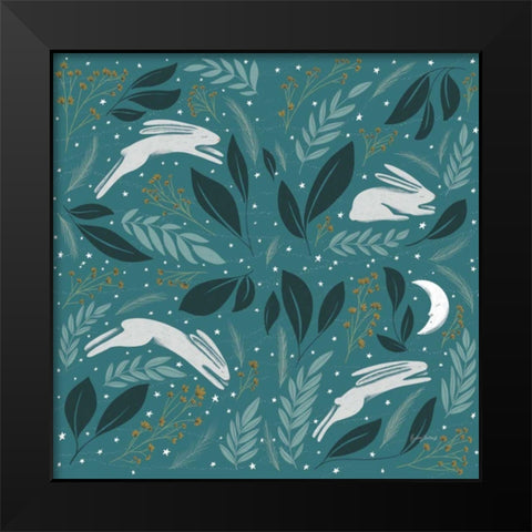 Sweet Dreams Bunny Pattern IB Black Modern Wood Framed Art Print by Thorns, Becky