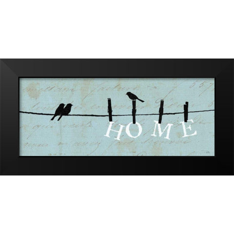 Birds on a Wire - Home Black Modern Wood Framed Art Print by Pela