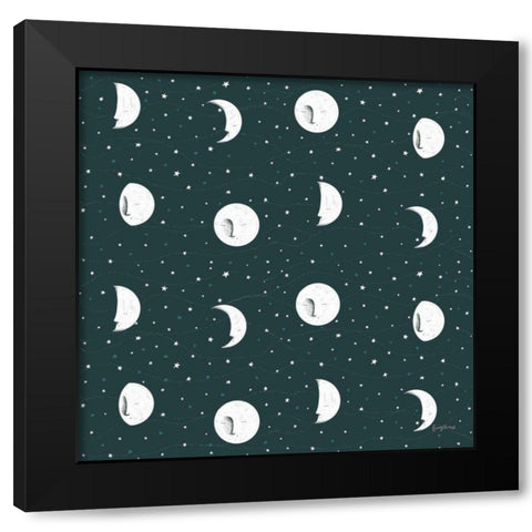 Sweet Dreams Bunny Pattern IVA Black Modern Wood Framed Art Print with Double Matting by Thorns, Becky