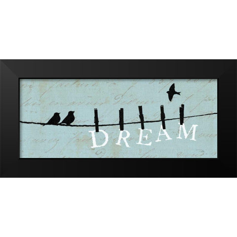 Birds on a Wire - Dream Black Modern Wood Framed Art Print by Pela