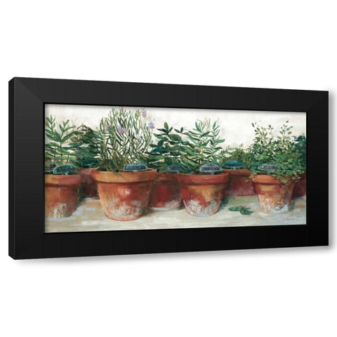 Pots of Herbs I White Black Modern Wood Framed Art Print by Rowan, Carol