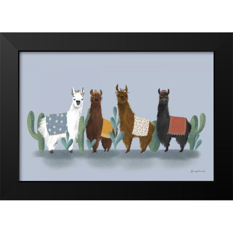 Delightful Alpacas V Black Modern Wood Framed Art Print by Thorns, Becky