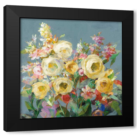 Joy of the Garden Sq I Yellow Black Modern Wood Framed Art Print by Nai, Danhui