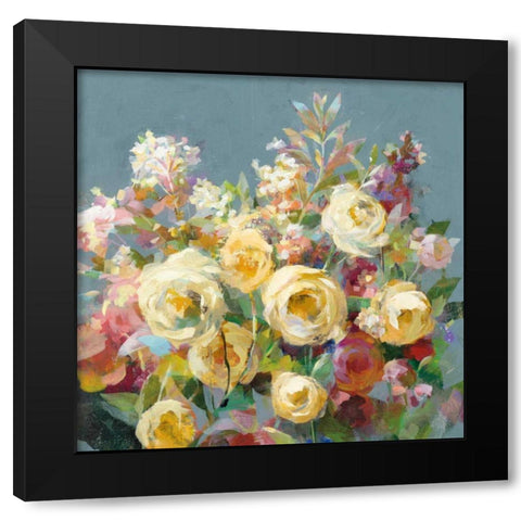 Joy of the Garden Sq II Yellow Black Modern Wood Framed Art Print by Nai, Danhui