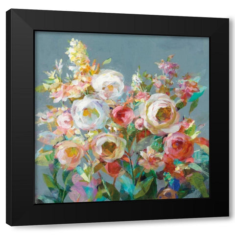 Joy of the Garden Square I Black Modern Wood Framed Art Print with Double Matting by Nai, Danhui