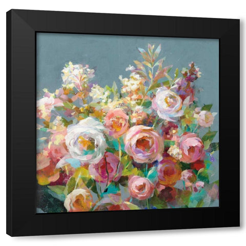 Joy of the Garden Square II Black Modern Wood Framed Art Print with Double Matting by Nai, Danhui