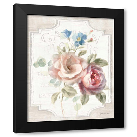 Cottage Garden IV on wood Black Modern Wood Framed Art Print with Double Matting by Nai, Danhui