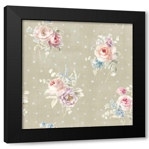 Cottage Garden Pattern VIIIC Black Modern Wood Framed Art Print with Double Matting by Nai, Danhui