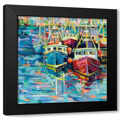 Stonington Docks Black Modern Wood Framed Art Print by Vertentes, Jeanette