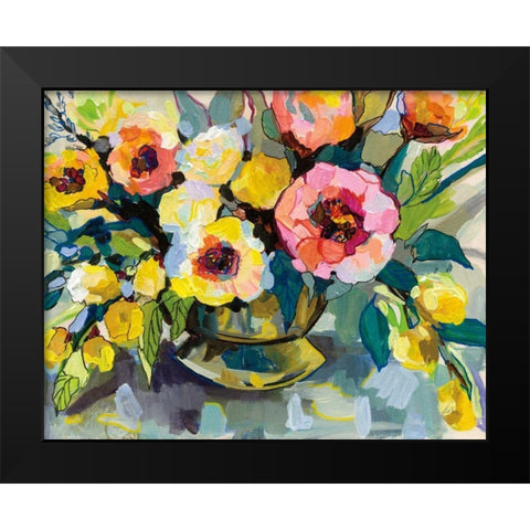 Cottage Bouquet Black Modern Wood Framed Art Print by Vertentes, Jeanette