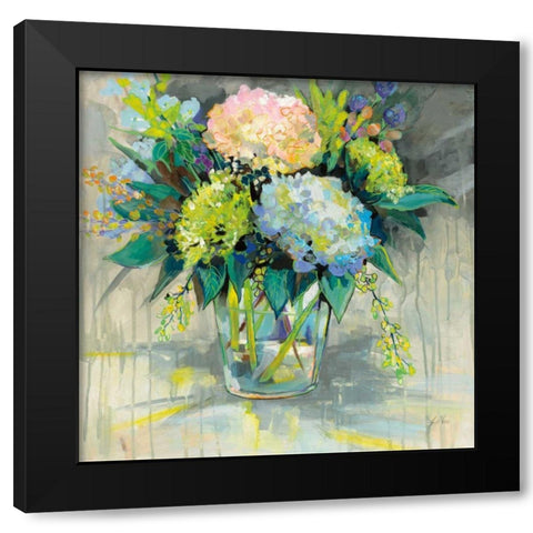 Hydrangeas from the Garden Black Modern Wood Framed Art Print with Double Matting by Vertentes, Jeanette