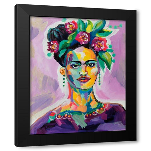 Frida Black Modern Wood Framed Art Print by Vertentes, Jeanette