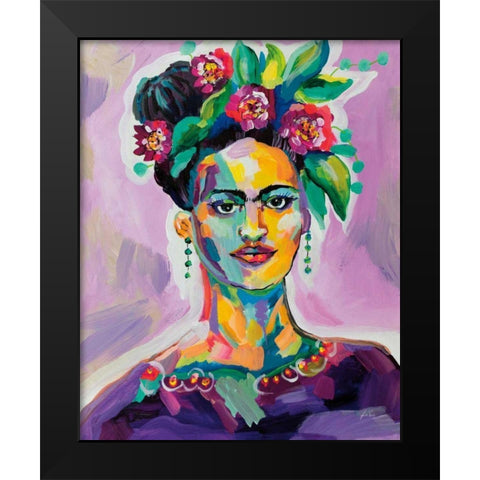 Frida Black Modern Wood Framed Art Print by Vertentes, Jeanette