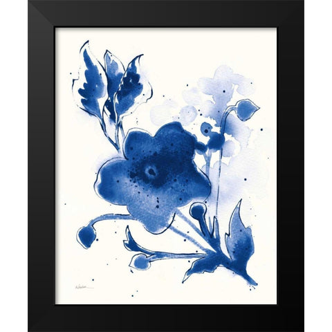 Independent Blooms Blue II v2 Black Modern Wood Framed Art Print by Novak, Shirley