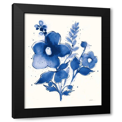 Independent Blooms Blue IV v2 Black Modern Wood Framed Art Print by Novak, Shirley