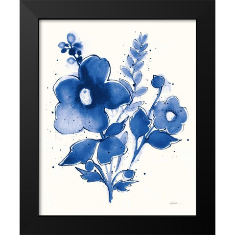 Independent Blooms Blue IV v2 Black Modern Wood Framed Art Print by Novak, Shirley