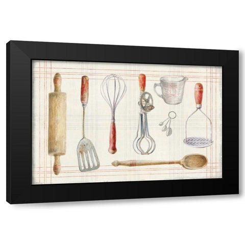 Floursack Kitchen IX Black Modern Wood Framed Art Print with Double Matting by Nai, Danhui