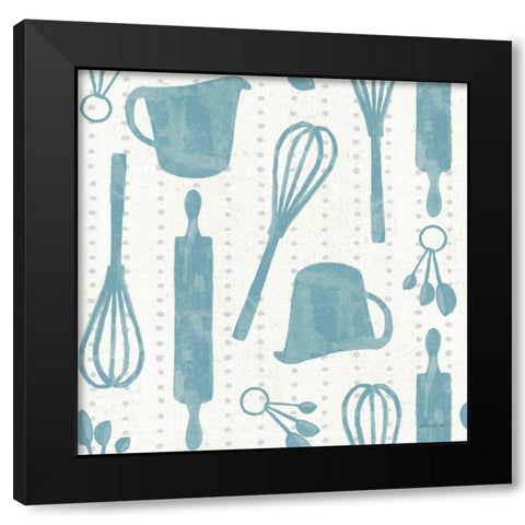 Kitchen Floursack Pattern VIB Black Modern Wood Framed Art Print with Double Matting by Nai, Danhui