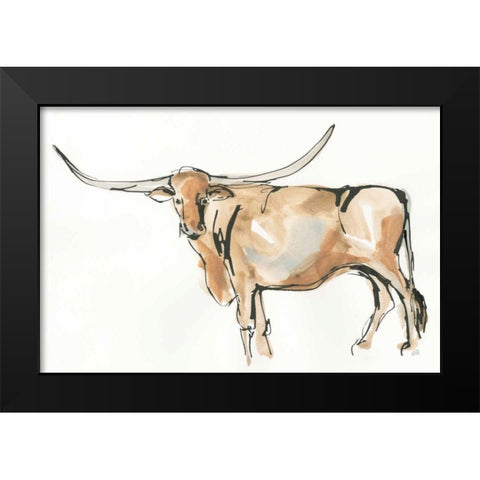 Longhorn II Black Modern Wood Framed Art Print by Paschke, Chris
