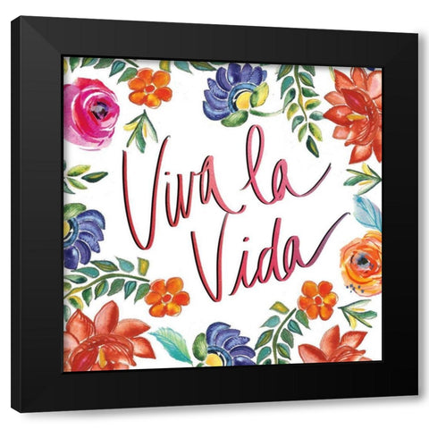 Fridas Flower Fancy II Black Modern Wood Framed Art Print by Rice, Kristy