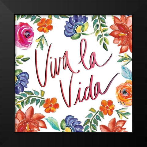 Fridas Flower Fancy II Black Modern Wood Framed Art Print by Rice, Kristy