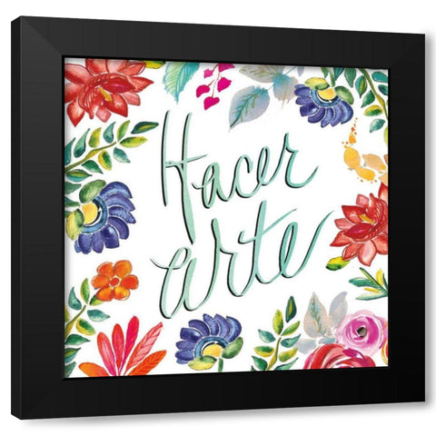 Fridas Flower Fancy III Black Modern Wood Framed Art Print with Double Matting by Rice, Kristy