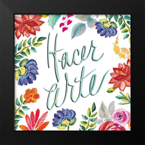 Fridas Flower Fancy III Black Modern Wood Framed Art Print by Rice, Kristy