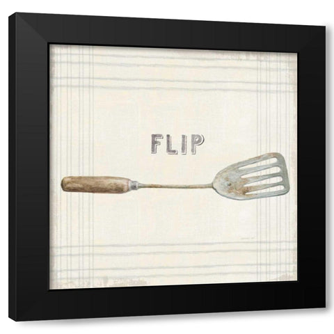 Floursack Kitchen Sign I Neutral Sq Black Modern Wood Framed Art Print with Double Matting by Nai, Danhui