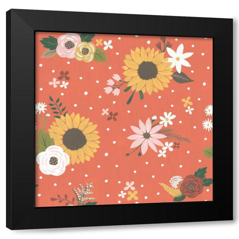 Autumn Garden Pattern IB Black Modern Wood Framed Art Print with Double Matting by Marshall, Laura