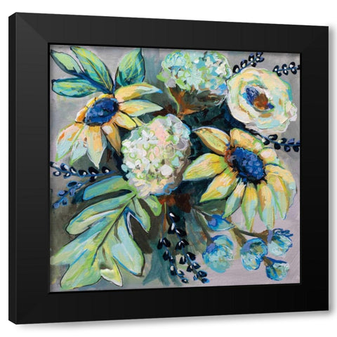 Sage and Sunflowers II Black Modern Wood Framed Art Print with Double Matting by Vertentes, Jeanette
