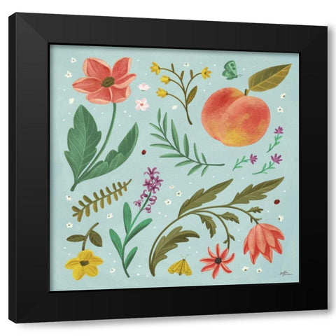 Spring Botanical II Black Modern Wood Framed Art Print with Double Matting by Penner, Janelle