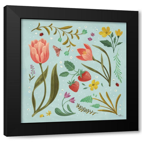 Spring Botanical III Black Modern Wood Framed Art Print with Double Matting by Penner, Janelle