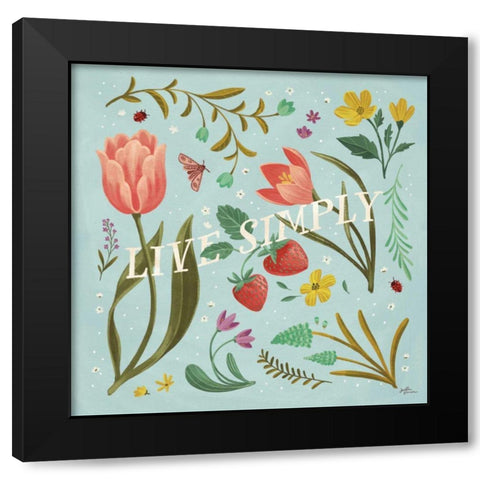 Spring Botanical VI Black Modern Wood Framed Art Print with Double Matting by Penner, Janelle