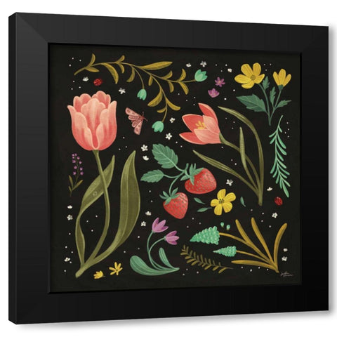Spring Botanical III Black Black Modern Wood Framed Art Print by Penner, Janelle