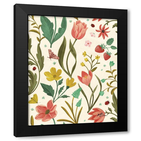 Spring Botanical Pattern IB Black Modern Wood Framed Art Print with Double Matting by Penner, Janelle