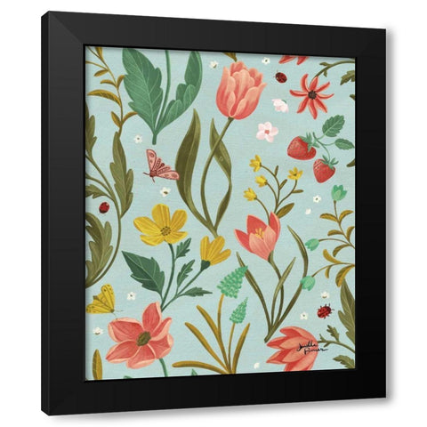 Spring Botanical Pattern IC Black Modern Wood Framed Art Print with Double Matting by Penner, Janelle