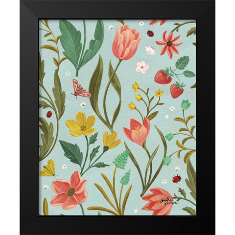 Spring Botanical Pattern IC Black Modern Wood Framed Art Print by Penner, Janelle
