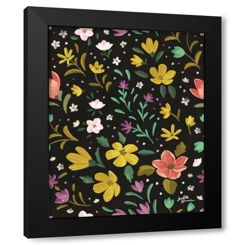 Spring Botanical Pattern IIA Black Modern Wood Framed Art Print with Double Matting by Penner, Janelle