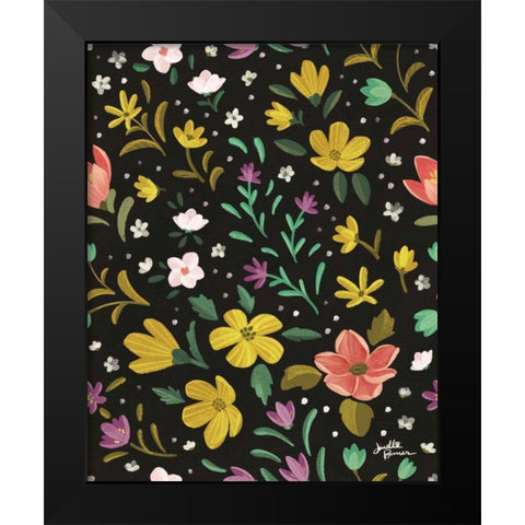 Spring Botanical Pattern IIA Black Modern Wood Framed Art Print by Penner, Janelle