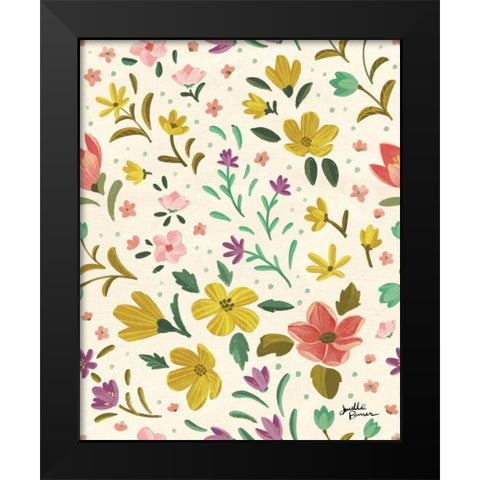 Spring Botanical Pattern IIB Black Modern Wood Framed Art Print by Penner, Janelle